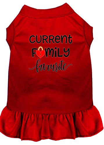 Pet Dog & Cat Dress Screen Printed, "Current Family Favorite" Red SM (3-6 lbs.)