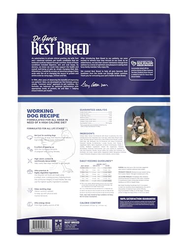 Best Breed Dr. Garys Working Dog Diet Made in USA [Natural High Calorie Dry Dog Food]- 13lbs, Dark Brown (7-53182-95269-7)