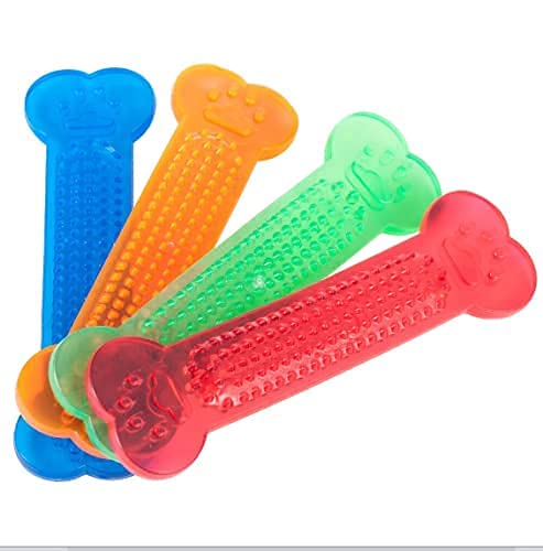 Rvpaws Grinding Bite Chew Stick Silicone Transparent Flat Bone Toy For Dogs Jel Bone  Color May Vary 1 Unit