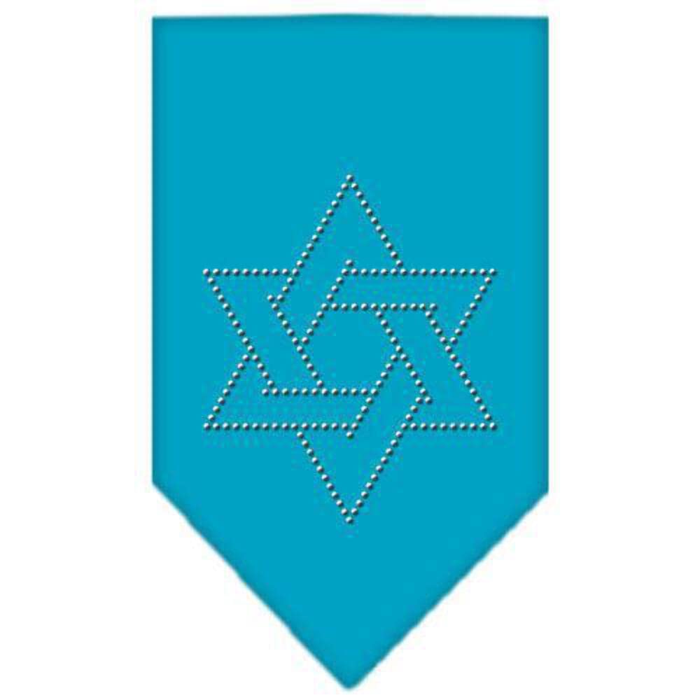 Mirage Pet Products Star of David Rhinestone Bandana, Large, Turquoise