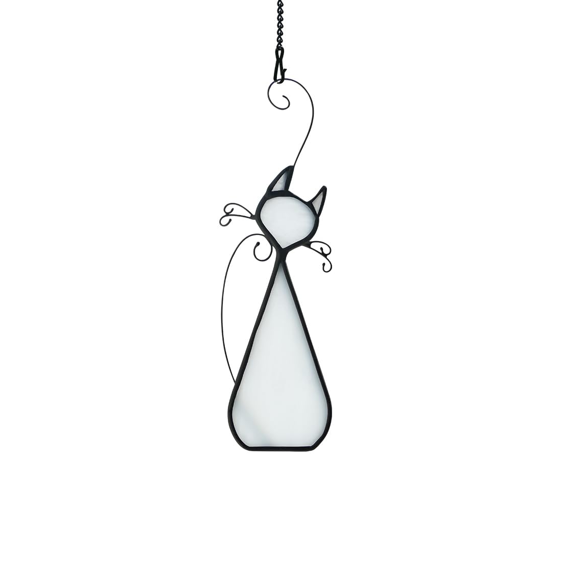Boxcasa White Cat Stained Glass Window Hanging - Handcrafted Suncatcher For Cat Lovers - Home Decor Gifts For Women - Living Roo