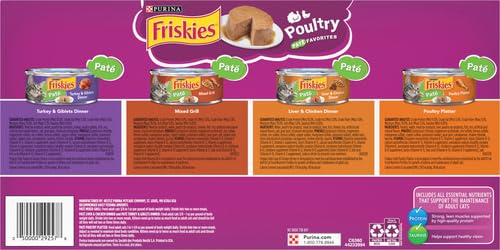 Friskies Classic Pate Poultry Favorites Cat Food Variety Pack, 11 lb