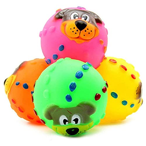 Dog Trust Squeaky Puppy Face Ball Rubber Toy For Dog Buy 1 Get 1 (Multicolor)