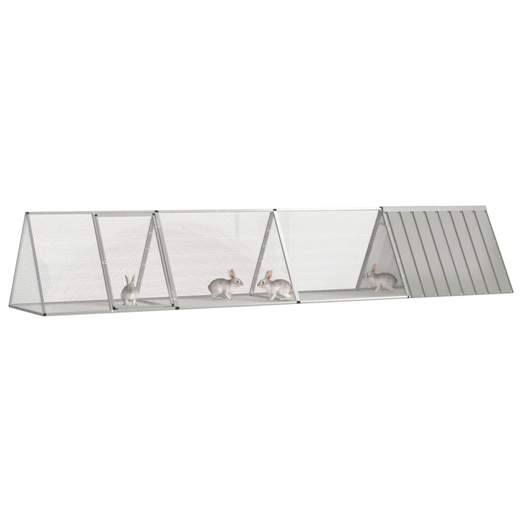 vidaXL Rabbit Cage, Rabbit Hutch House Garden Small Animal Cage, Rabbit Run for Outdoor Backyard Farm Use, Rabbits Habitat Cage, Gray Galvanized Steel