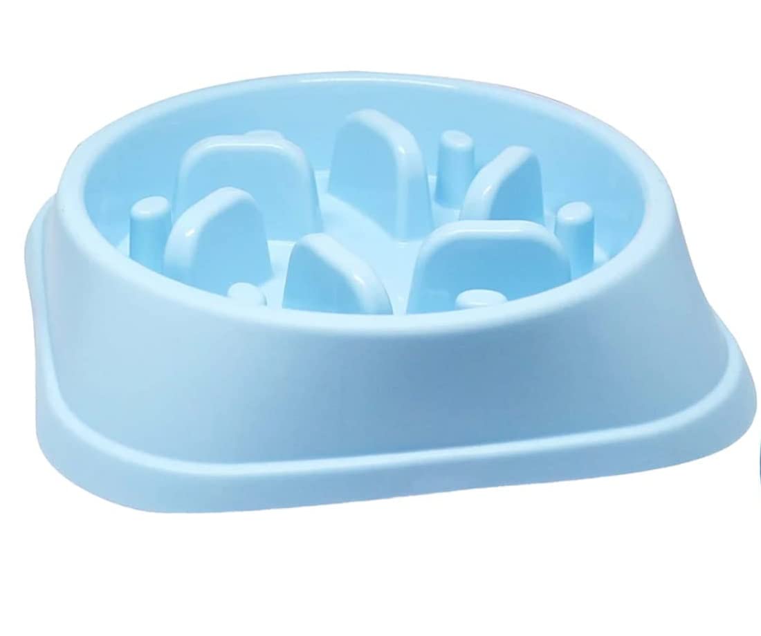 Rvpaws Pet Feeder Portable Feeding Food Bowls Puppy Dog Cats Slow Down Eating Feeder Dish Prevent Obesity Dogs Bowl Blue