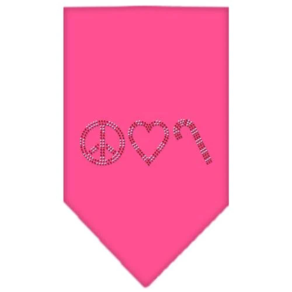 Mirage Pet Products Peace Love Candy Cane Rhinestone Bandana, Small, White