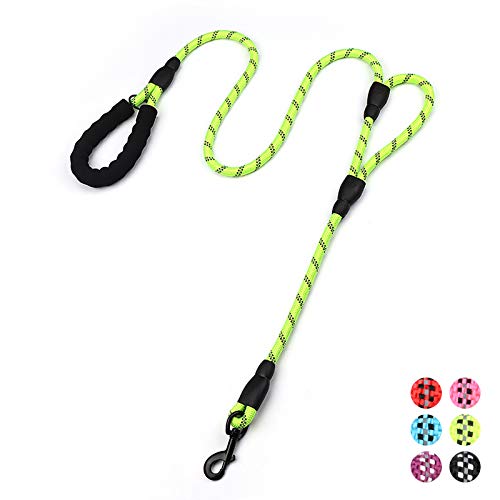 Plutus Pet Rope Dog Leash 6Ft Long,Traffic Padded Two Handle,Heavy Duty,Reflective Double Handles Lead For Control Safety Training,Leashes For Large Dogs Or Medium Dogs,Dual Handles Leads(Green)