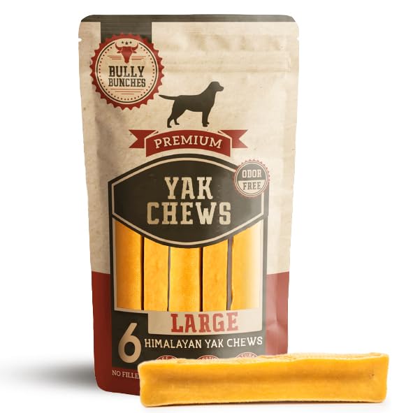 Bully Bunches Large Authentic Yak Cheese Himalayan Chews for Large Dogs & Heavy Chewers - All Natural Dog Treat Dental Chews, Ma