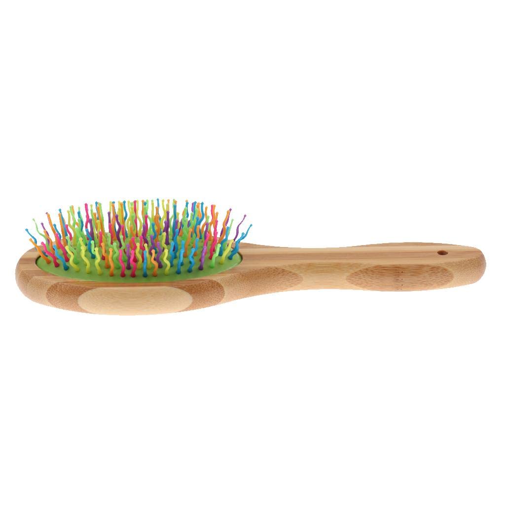Ujeavette Pet Bamboo Comb Dog Cat Deshedding Hair Brush Rubber Gilling Multicolor