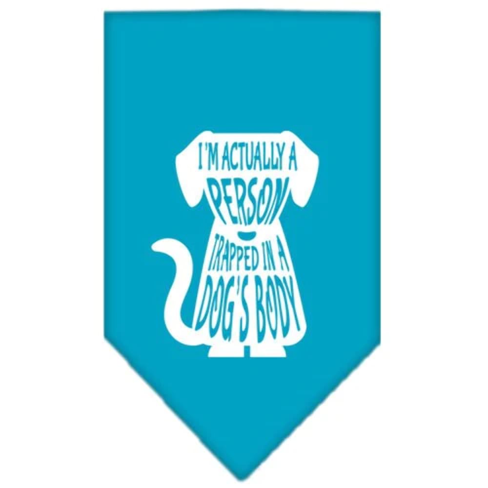 Pet and Dog Bandana Screen Printed, Trapped in A Dog's Body Gray Large