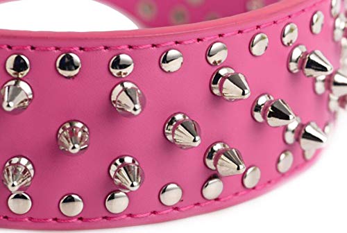 haoyueer Faux Leather Spiked Studded Dog Collar for Medium Large Dogs Pit Bull Mastiff Bully Boxer (M, Light Brown)