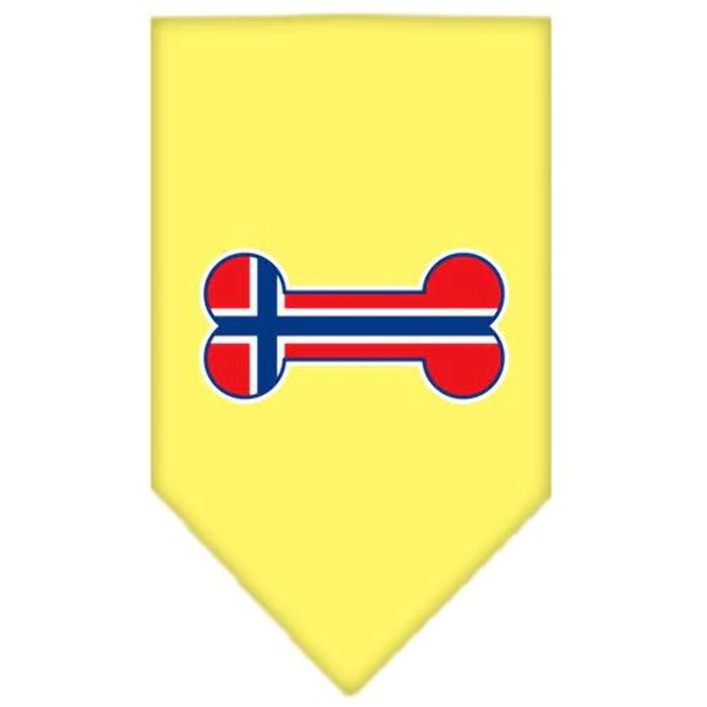 Mirage Pet Products Bone Flag Norway Screen Print Bandana for Pets, Large, Yellow