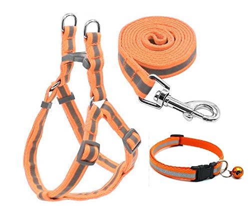 Woofy 15 Mm Reflective Pet Collar Harness Set, Adjustable Soft Nylon Collar, Harness & Leash Set For Puppy & Small Dogs (Color M
