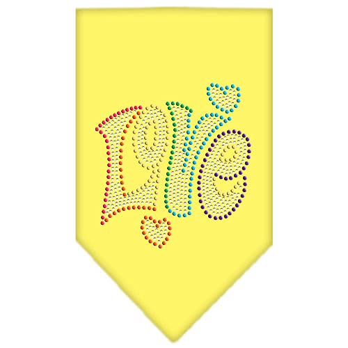 Mirage Pet Products 67-95 SMYW Technicolor Love Rhinestone Yellow Print Bandana, Small