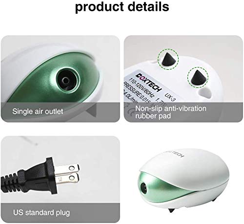 Boxtech Aquarium Air Pump,Oxygen Fish Air Pump With Adjustable Air Valve, Fish Tank Air Pump With Accessories Tube, Bubble Stone
