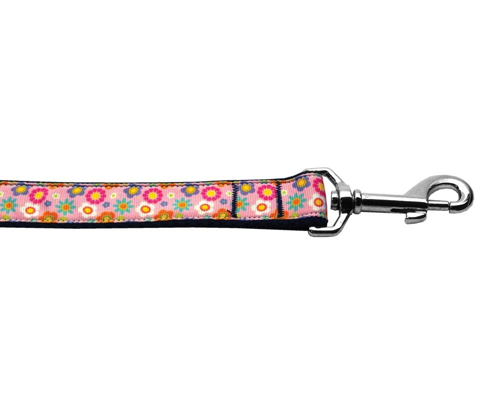 Pet Dog & Cat Nylon Collar or Leash, "Pink Spring Flowers" 1" w x 4 ft. leash