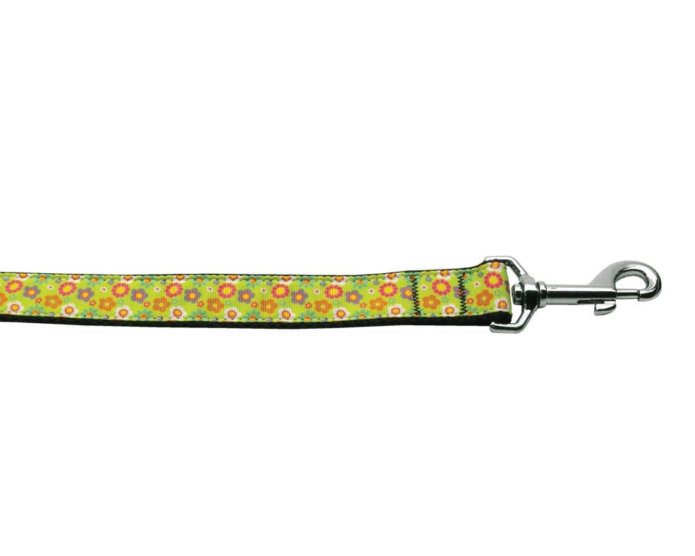 Pet Dog & Cat Nylon Collar or Leash, "Lime Green Spring Flowers" 3/8" w x 6 ft. leash