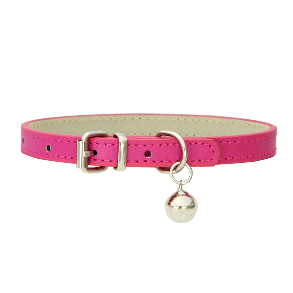 Aosora Cat Collar With Bells Cute For Boy Cats, Girl Cats Leather Cat Collars Accessories For Pet Collars Adjustable For Cat(Ros