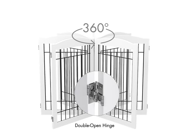 Spirich Free Standing Foldable Wire Pet Gate, 80" Wide x 30" Tall, 4 Panels, Metal, White, Ideal for Doorways & Stairs