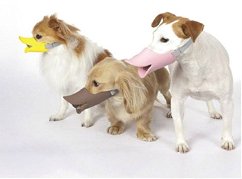 NACOCO Anti Bite Dog Muzzle - Silicone, Medium, Yellow, Model 2015MMASK-YELLOWM, Bite-Proof Duck Mouth Shape Cover Set