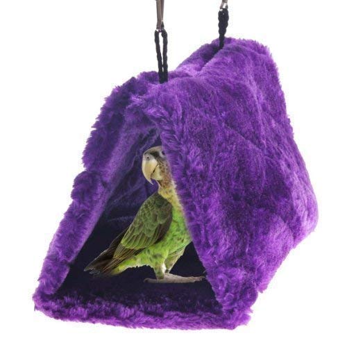 Magnoloran 2 Pack Warm Bird Nest House Bed Hanging Hammock Toy Sleeping Bed Plush Hanging Snuggle Cave Happy Hut For Pet Parrot Parakeet Cockatiel Conure Cockatoo African Grey Macaw(Purple)