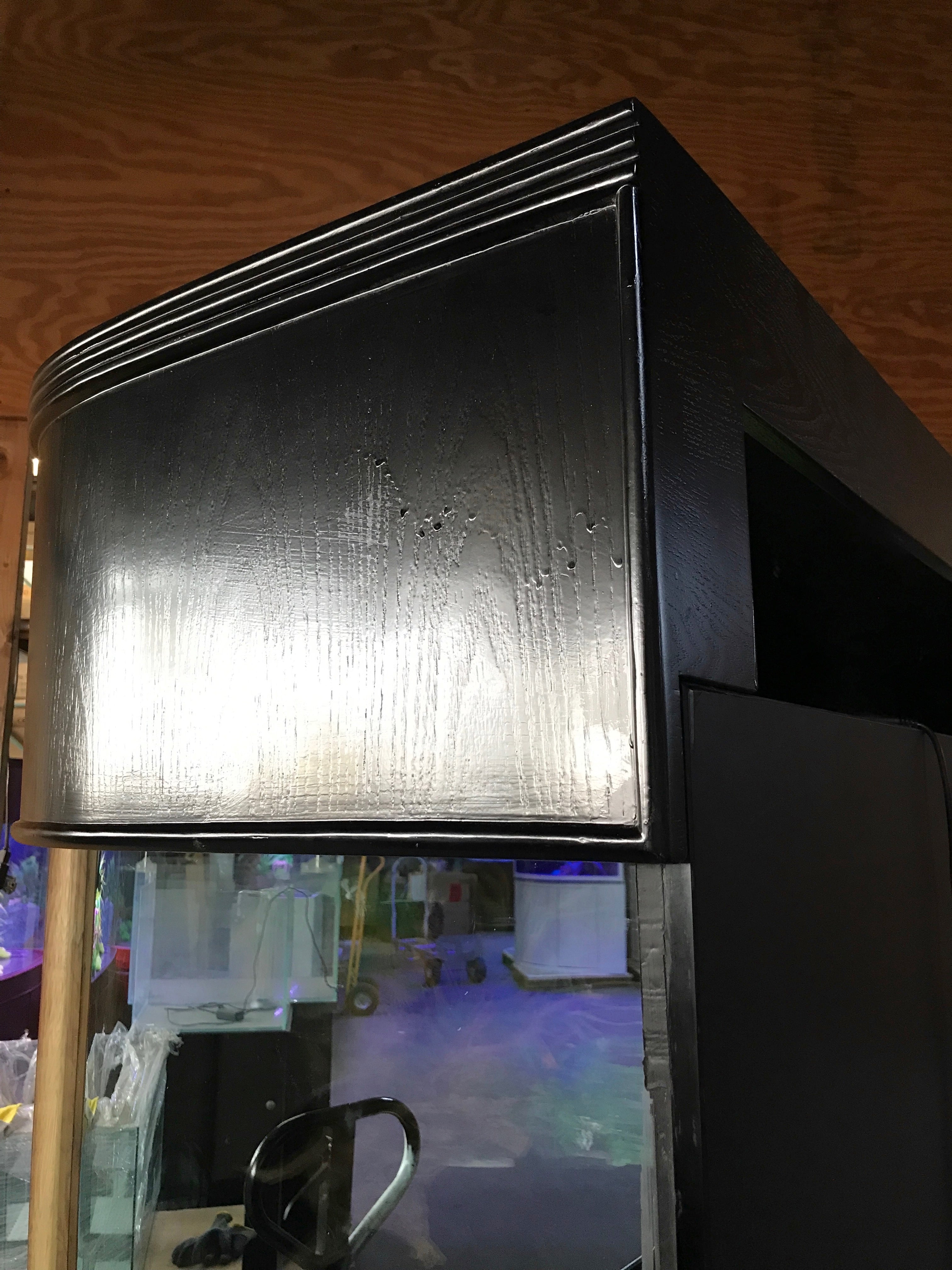 SLEEK 215 Gallon Seamless Glass Bowfront Reef-Ready Aquarium in Black Real Wood Furniture