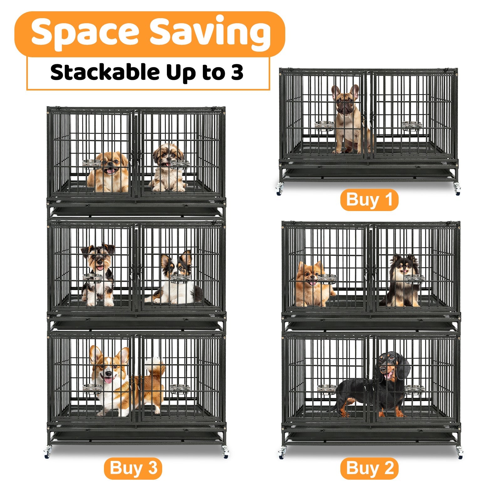 43" Three-Tier Foldable Dog Crate 43TTS
