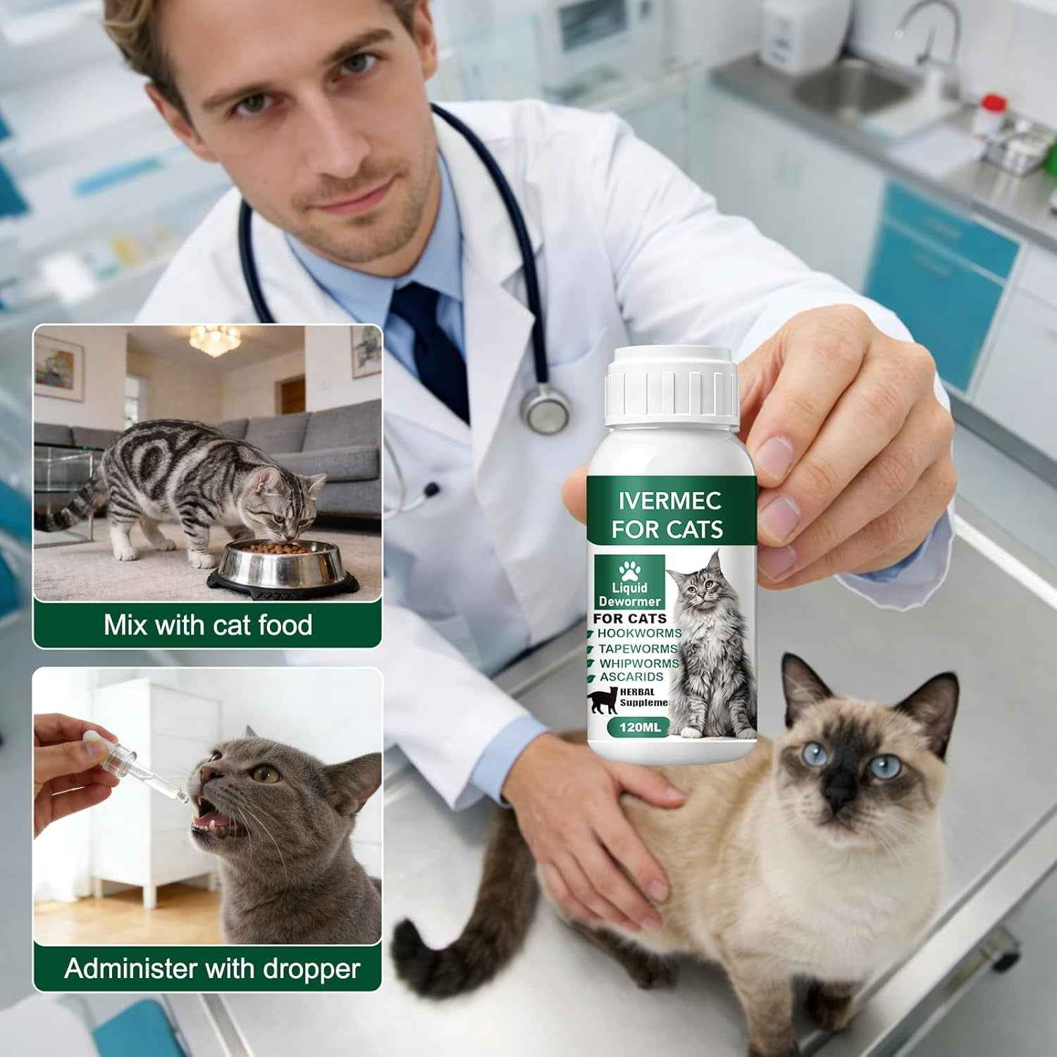 Cat Dewormer Liquid – Broad Spectrum Drops for Cats & Kittens, 120ml