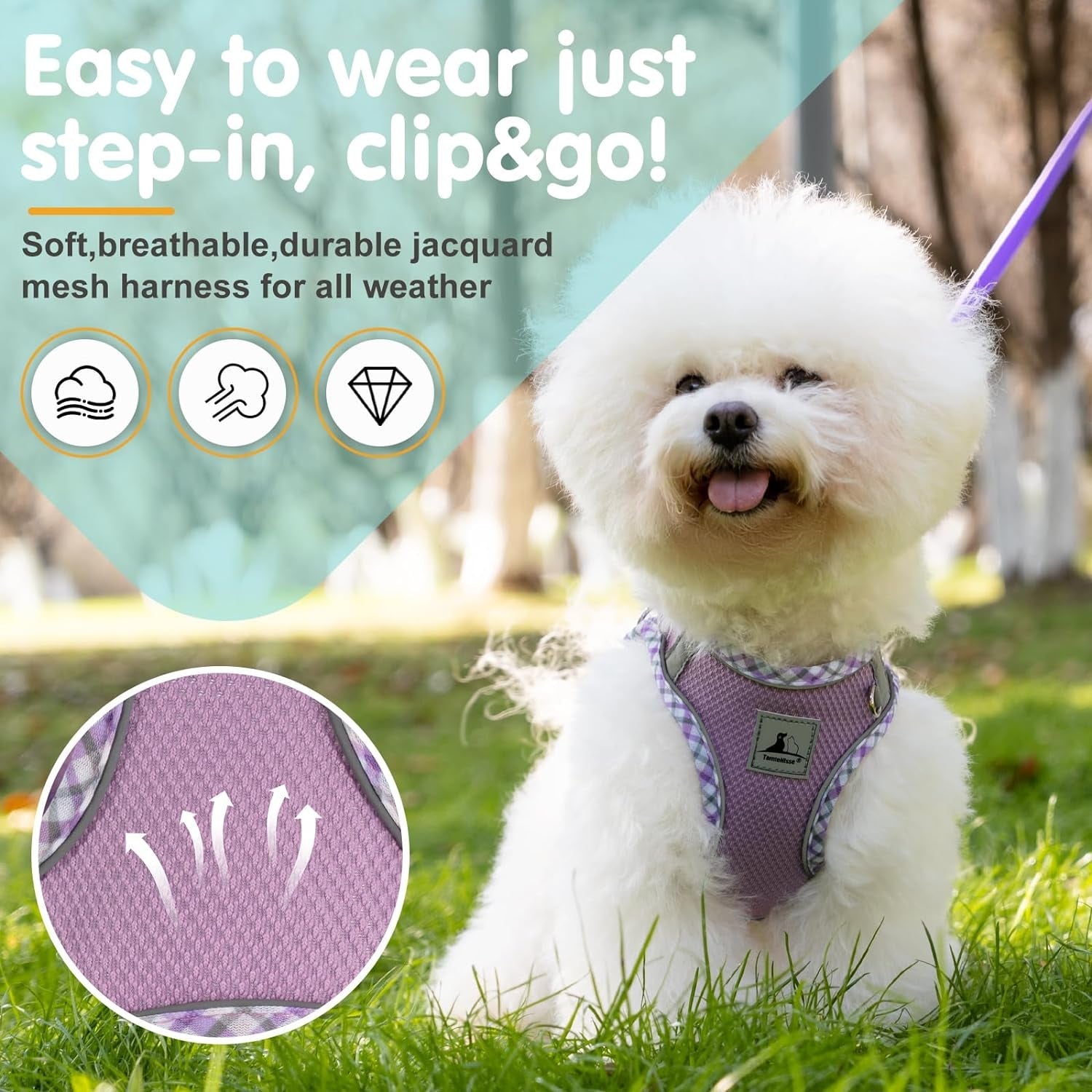Dog Harness and Leash Set No Pull Reflective Step In Adjustable Small Dogs Cats