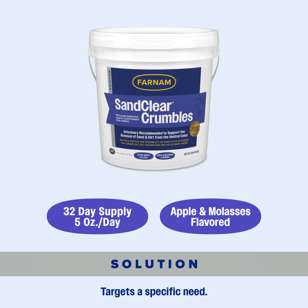 Farnam SandClear Psyllium Crumbles for Horses Digestive Support Sand Colic Risk 10 lbs.