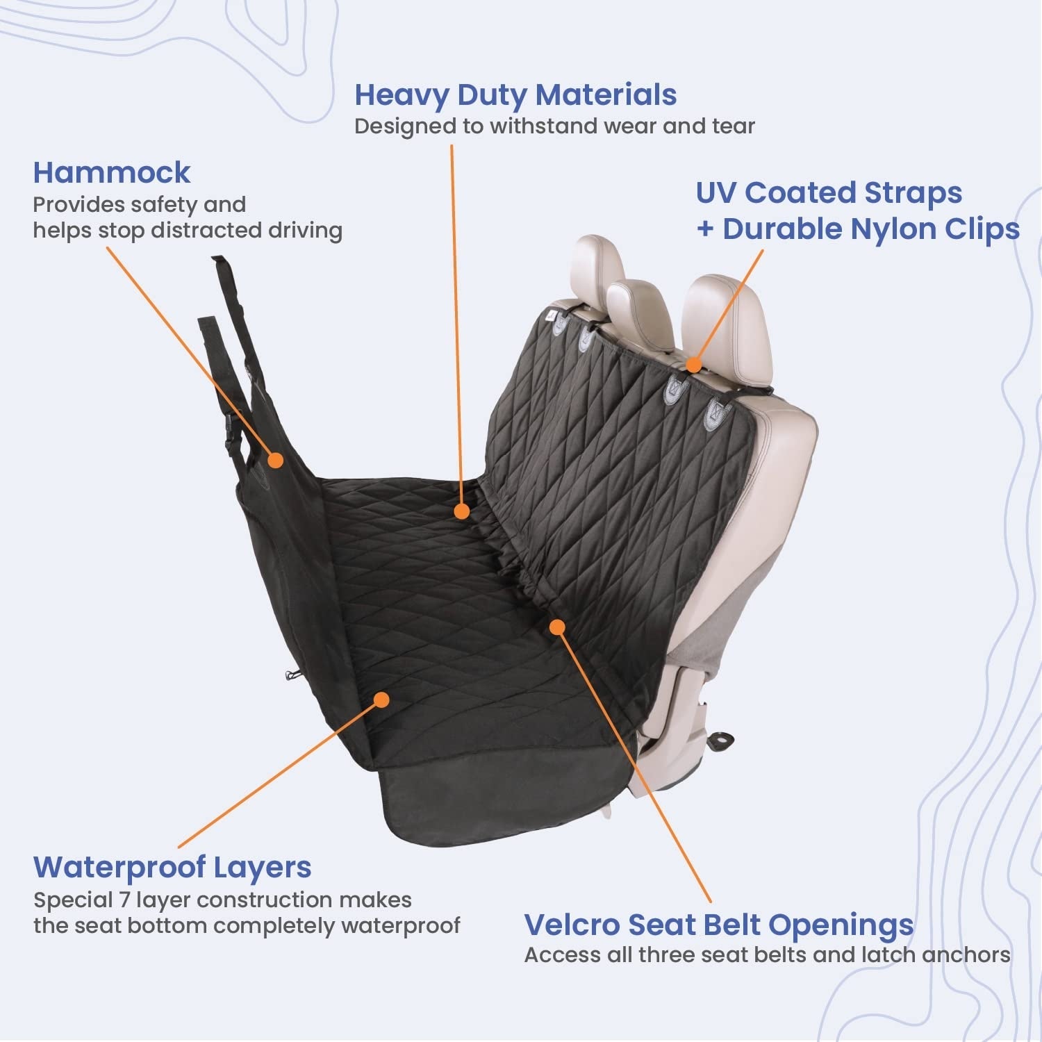Dog Rear Seat Cover with Hammock - XL