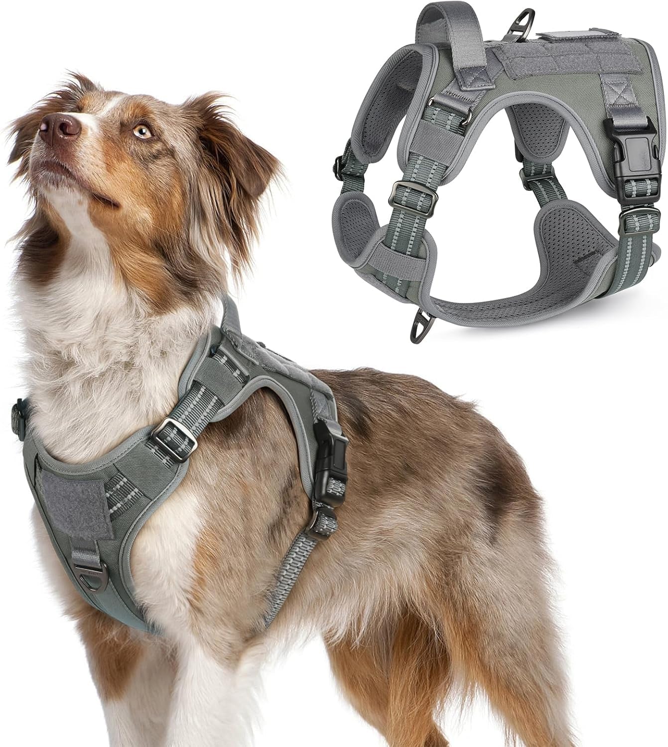 No-Pull Tactical Dog Harness MOLLE Vest for Medium & Large Dogs