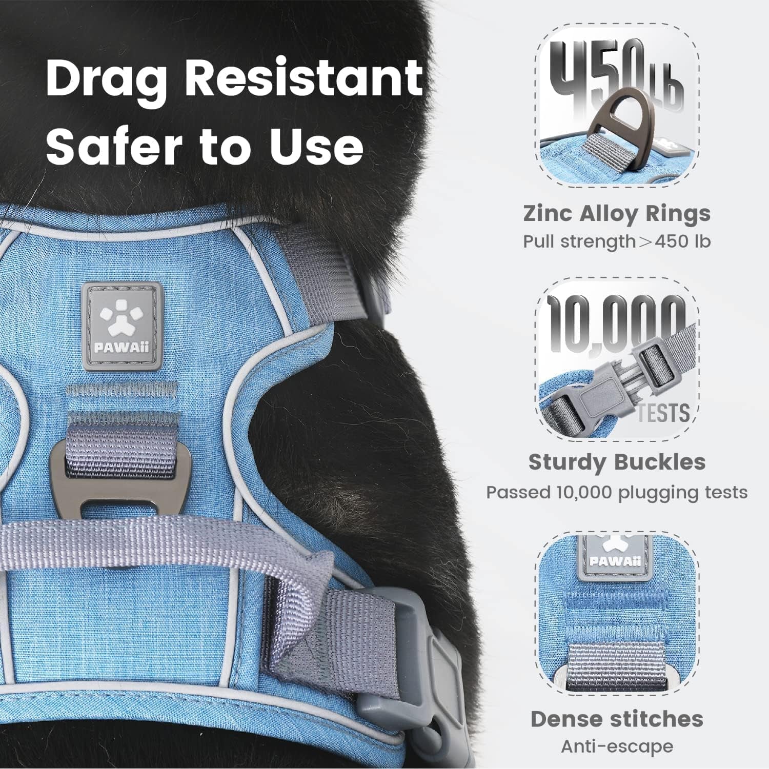 No Pull Dog Harness Reflective Adjustable Vest with ID Tag Small Dogs