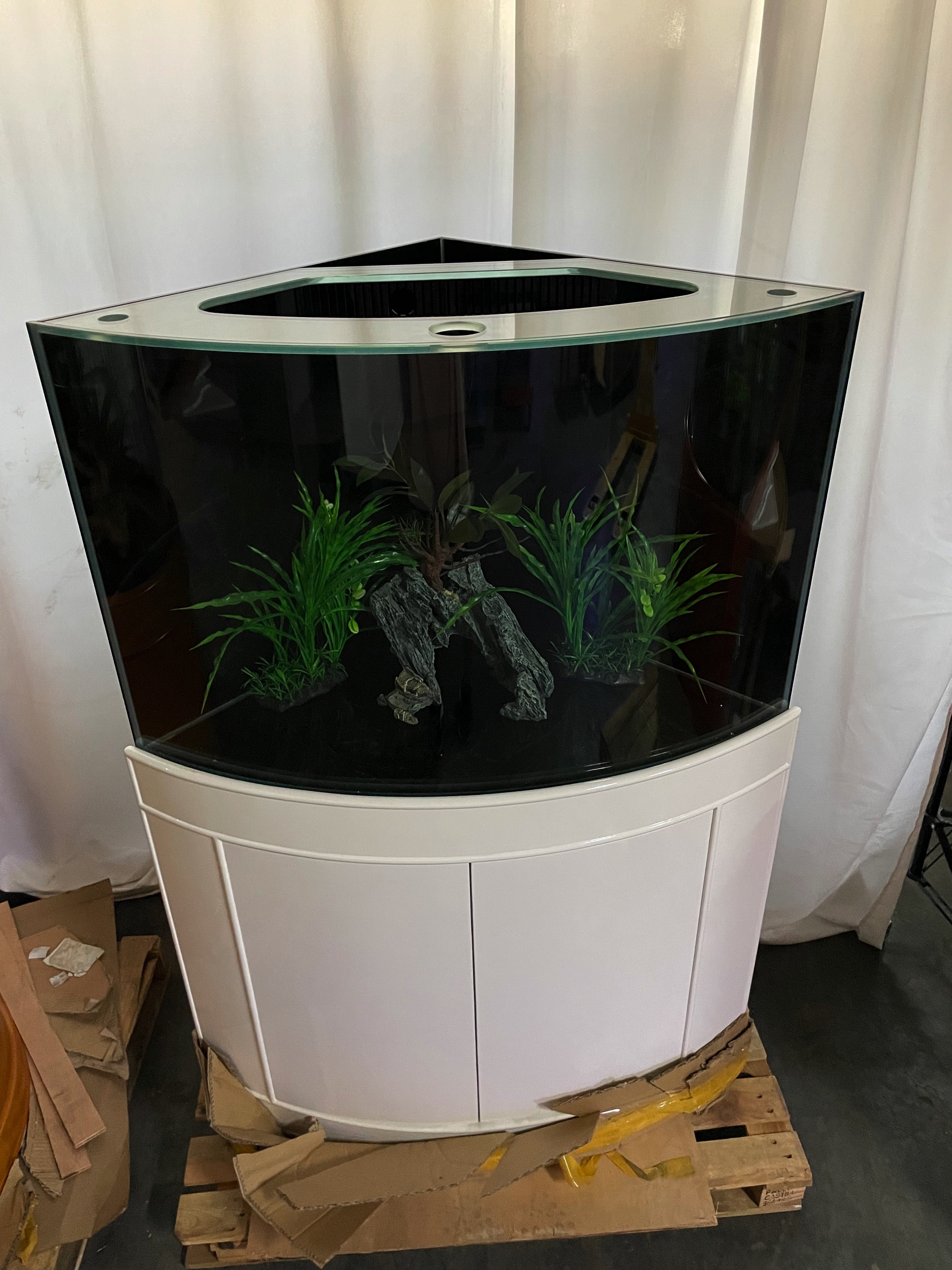 66 gallon GLASS corner bow front aquarium fish tank set NEW!