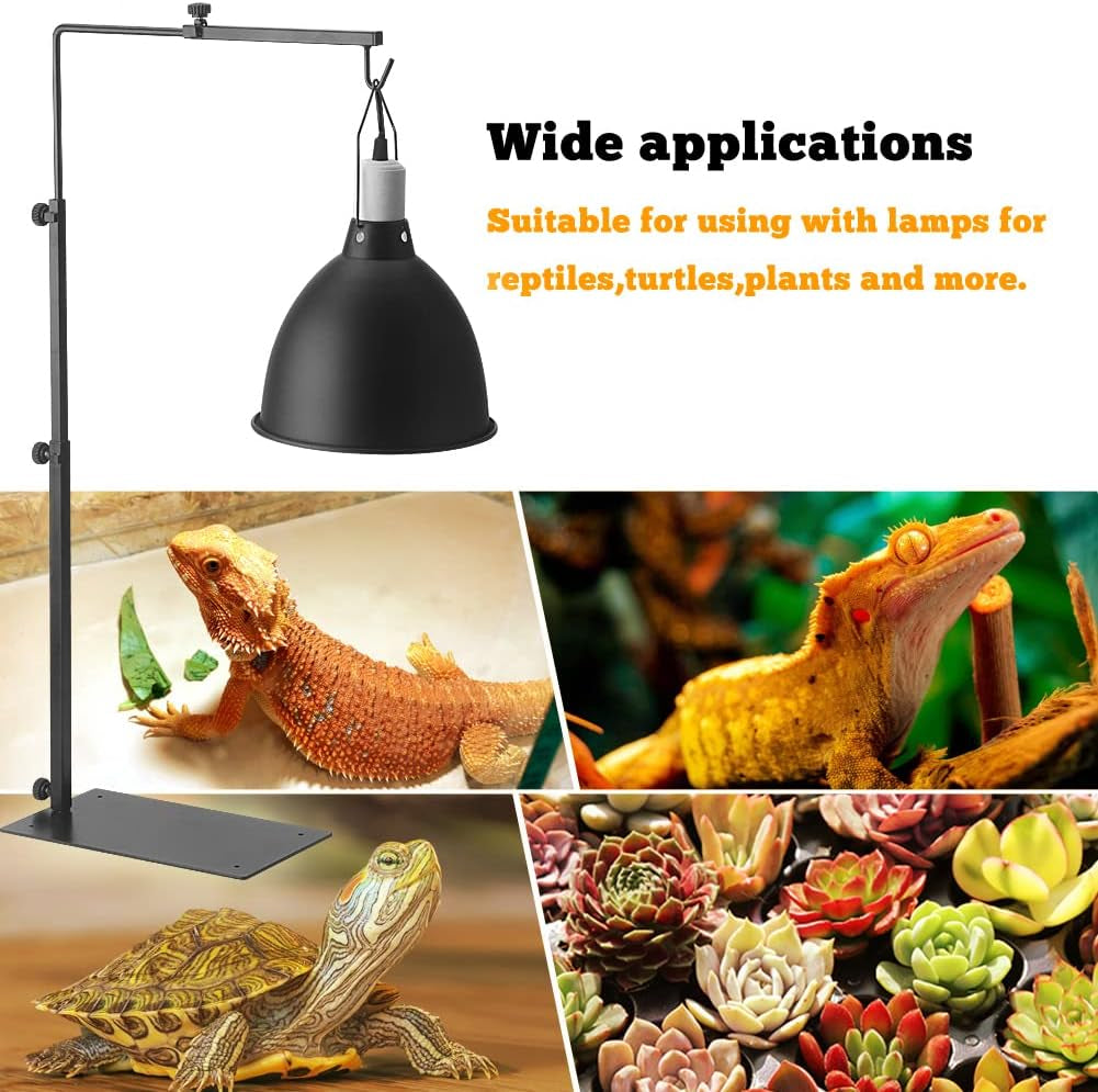 Adjustable Reptile Lamp Stand — Metal Heat Lamp Holder for Terrariums & Tanks