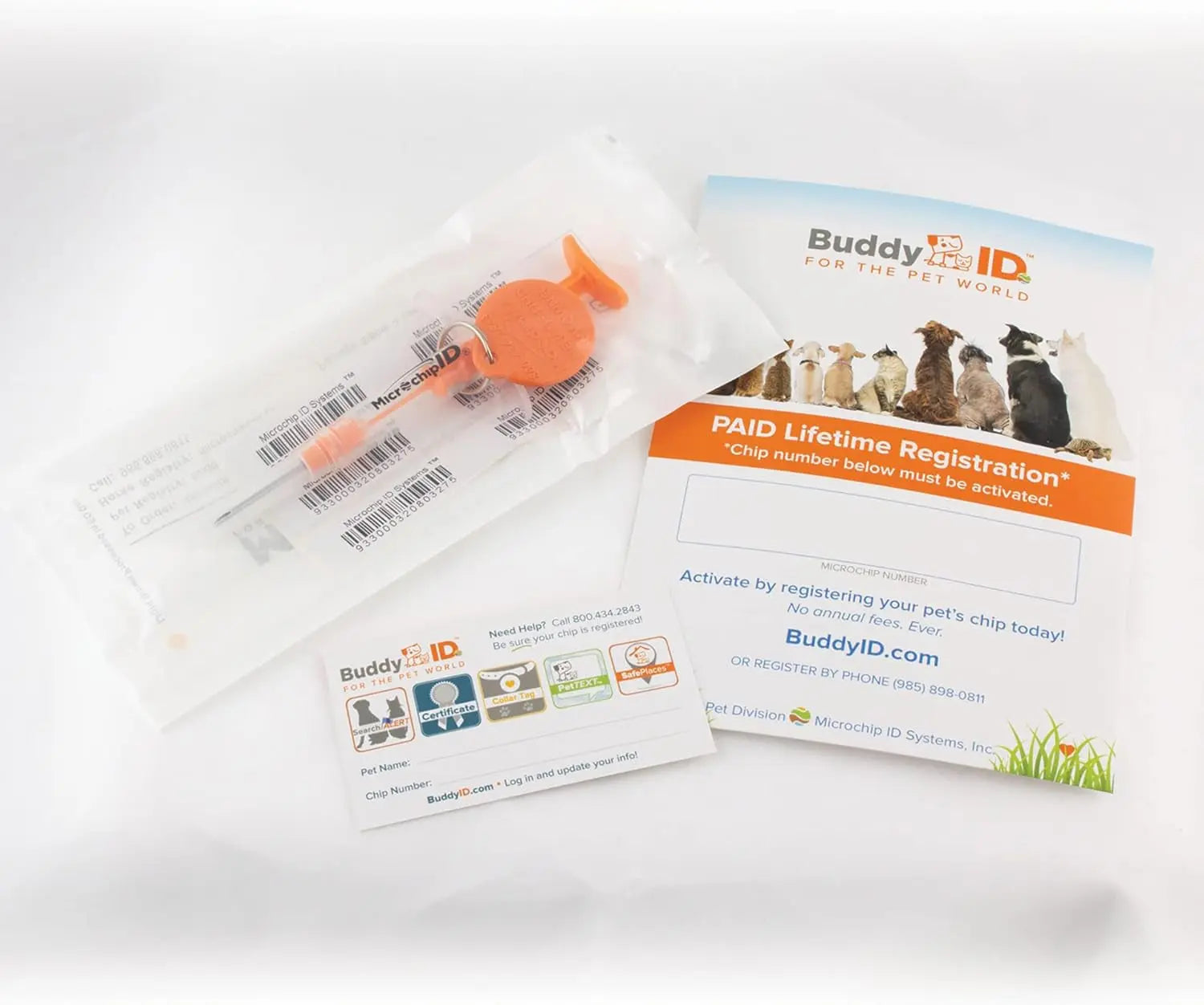 5 Pack ISO Pet Microchip + Lifetime Registration Universal Dog Cat ID Kit