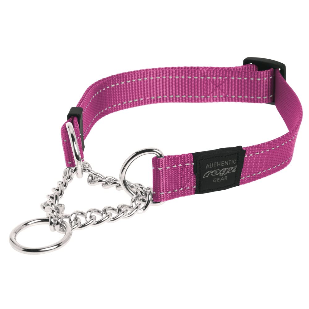 Reflective Nylon Choke Collar; Slip Show Obedience Training Gentle Choker For Extra Large Dogs, Pink