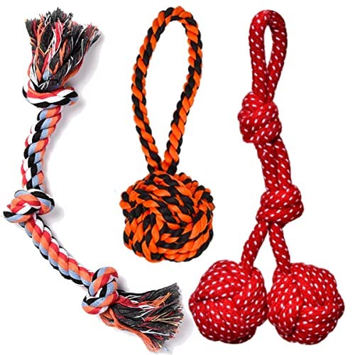 Psk Pet Mart Dog Chew Toys, Tough Dog Toys For Chewers Large Breed, Dental Dog Rope Toys Kit For Medium Dogs,3 Knots Indestructi