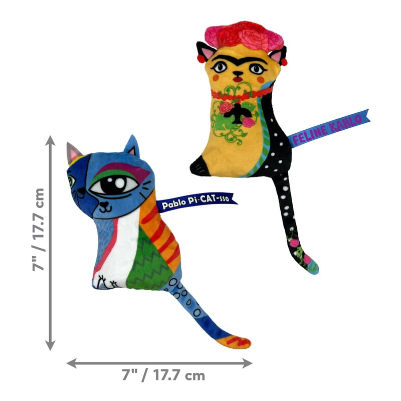 KONG Artz Cats Crackling Cat Toys with Catnip, Ribbon & Tail - Multicolored, Model CA111