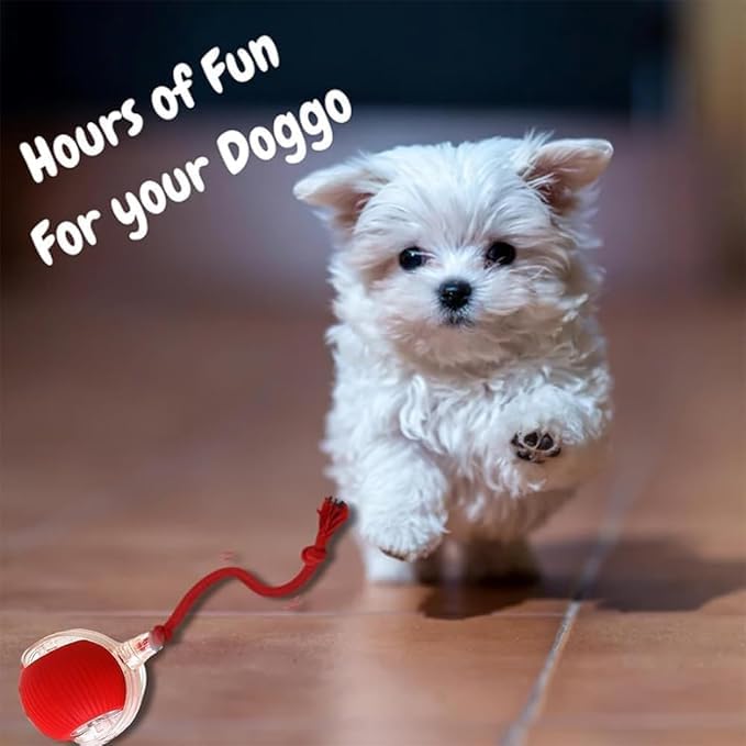 AUTRETY Interactive Rolling Dog Ball Toy, 360° Smart Electric Toy for Dogs & Cats, Red
