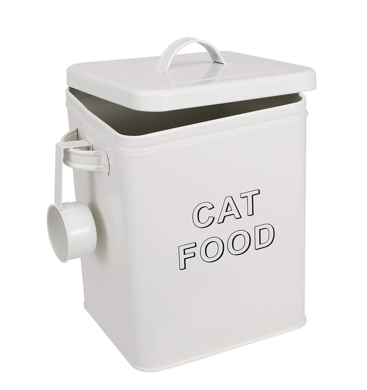 Cat Food Storage Container Farmhouse Pet Food Storage Containers with Lid and Scoop, Perfect Vintage Durable Canister Treats Tin