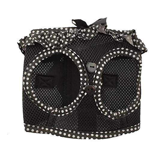 Doggie Design No Choke Dog Harness - Simple Step-In And Go Dog Vest For Small, Medium, And Large Breeds - Breathable Mesh Polyester Pet Harness - Black And White Polka Dot - M