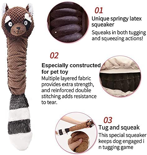 Dog Toy Plush Durable Small Dog Toys Low Stuffing Interactive Dog Plush Toys W/Squeaker Puppy Chew Toys Reduces Boredom (Medium,