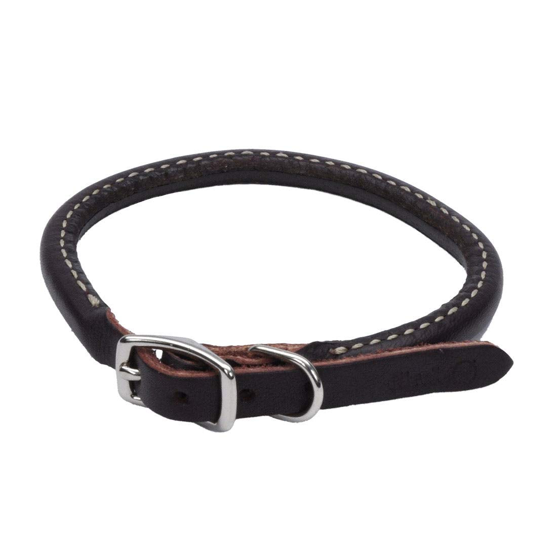 Coastal Pet Circle T Latigo Leather Round Dog Collar - Handcrafted Leather Pet Collar For Dogs - Comfortable Dog Collar For Dogs With Long Hair Or Sensitive Skin - 3/8' X 14'