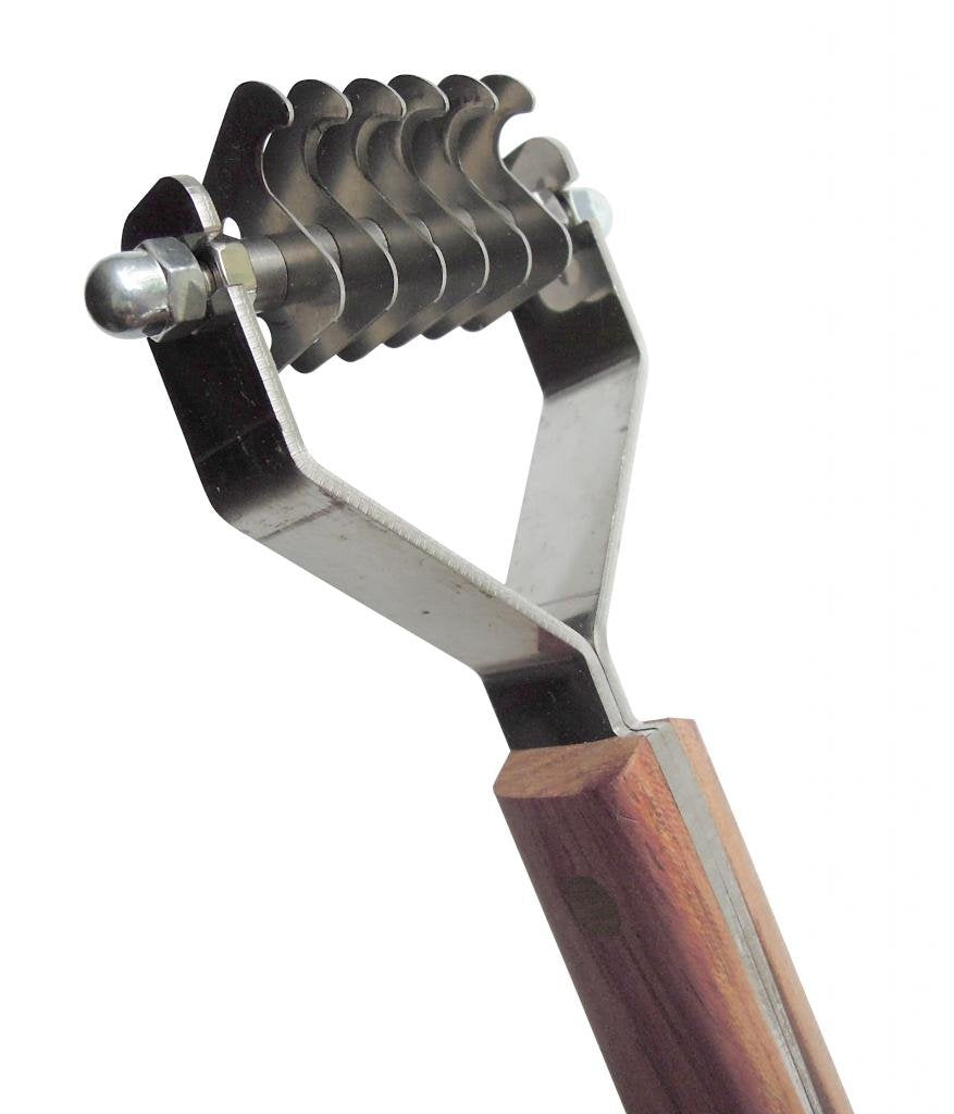 Mars Coat King De-Matting Rake Tool for Dogs & Cats, 6-Blade Stainless Steel, Wooden Handle, Model ZC515 17, Original Size