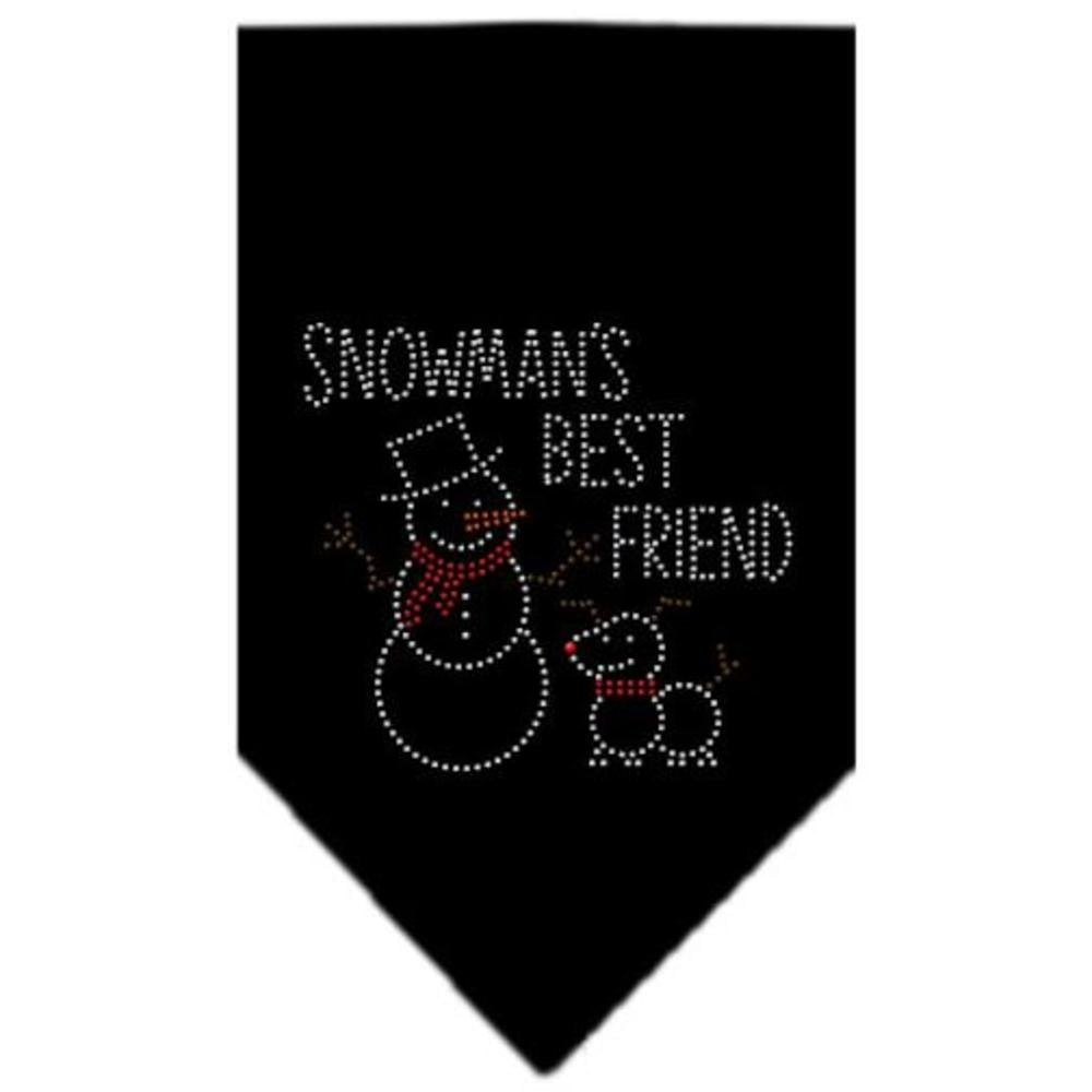 Christmas Pet and Dog Bandana Rhinestone, Snowman's Best Friend Black Small