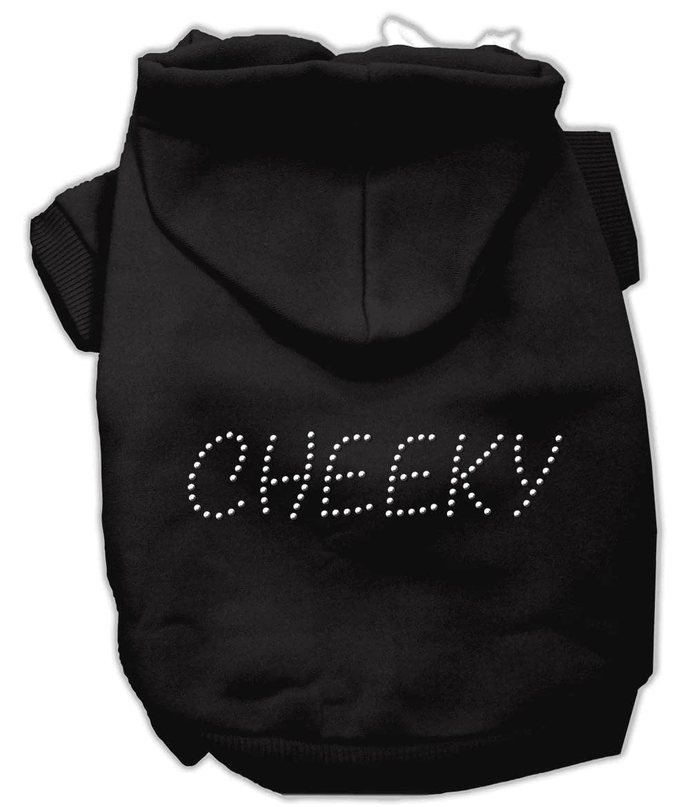 Pet, Dog & Cat Hoodie Rhinestone, Cheeky Grey MD (6-10 lbs.)