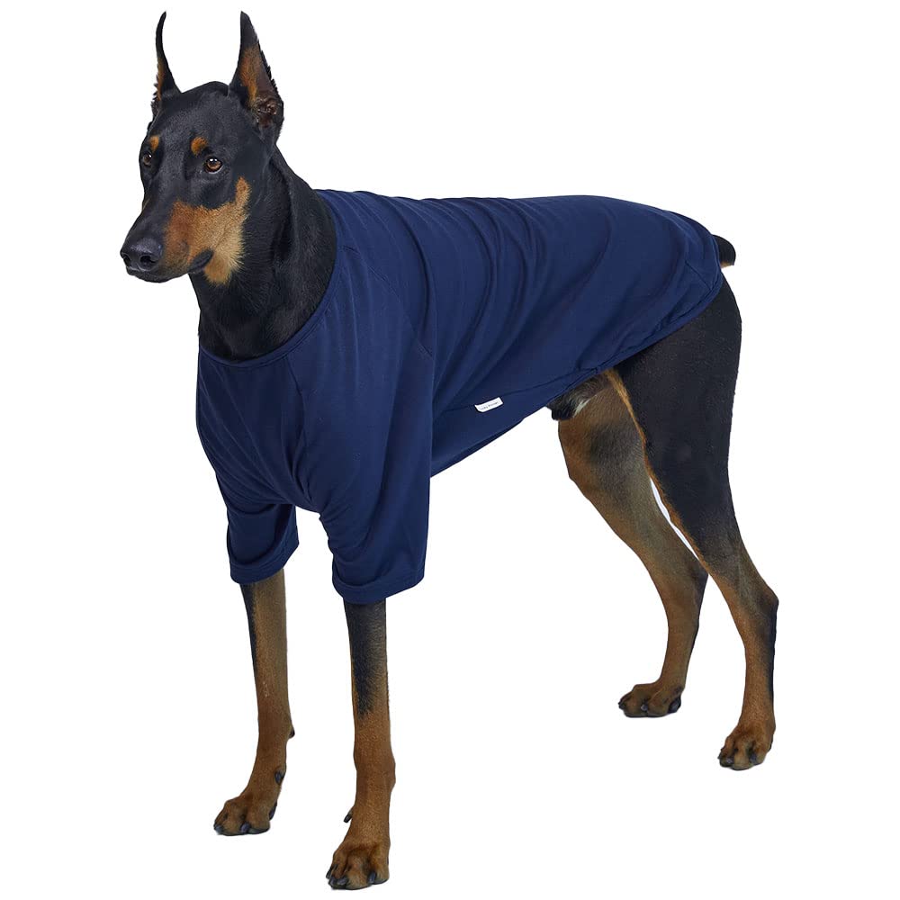 Lucky Petter Dog Shirt For Small Dogs Plain T-Shirts Soft Breathable Dog Cotton Shirt Pet Clothes (X-Large, Navy)