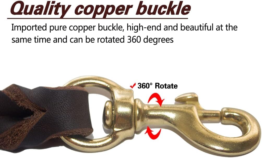Lwbmg Leather Dog Leash - 8Ft X 1/2 Inch, Heavy Duty, Braided, Comfortable For Medium Large Dogs - Brown