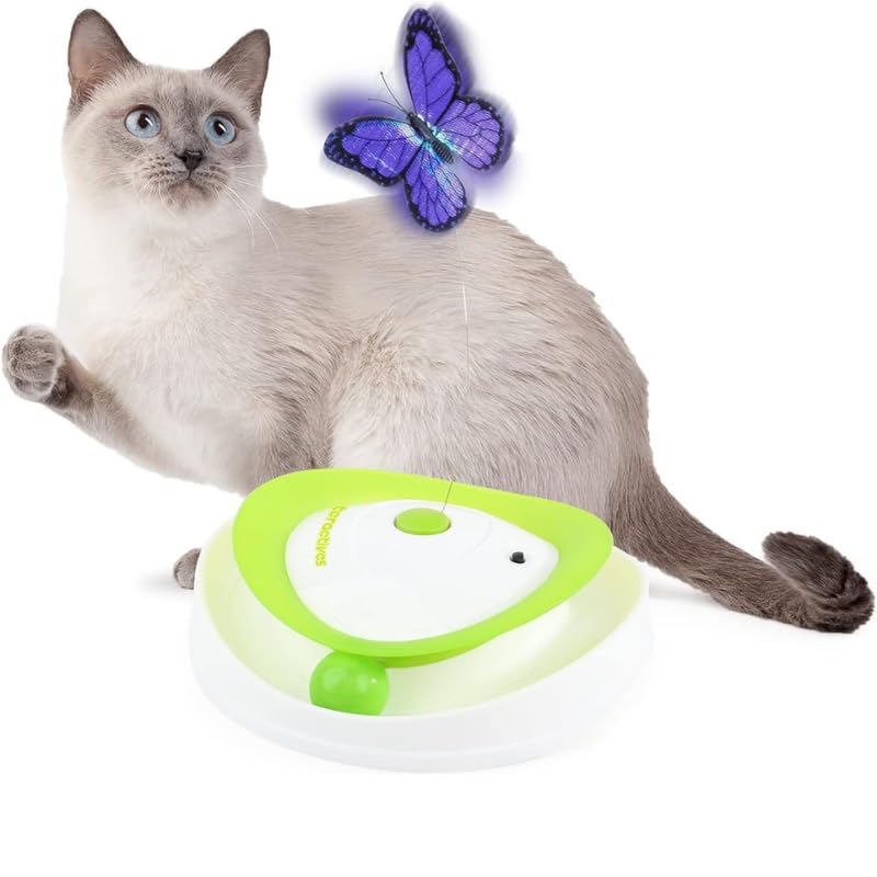 Kittupet Interactive Motion Activate Cat Butterfly Toy, Indoor Interactive Play Teaser Cat Toy With 360Rotating Butterfly & Sens